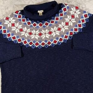 Crazy Y2K Vintage Nordic Fair Isle Yoke Sweater | Geometric Pattern | Navy | XL